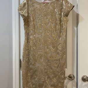 Gold appliqué cocktail dress
